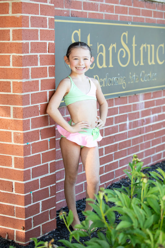 Magnolia twist top & brief with waist ruffle